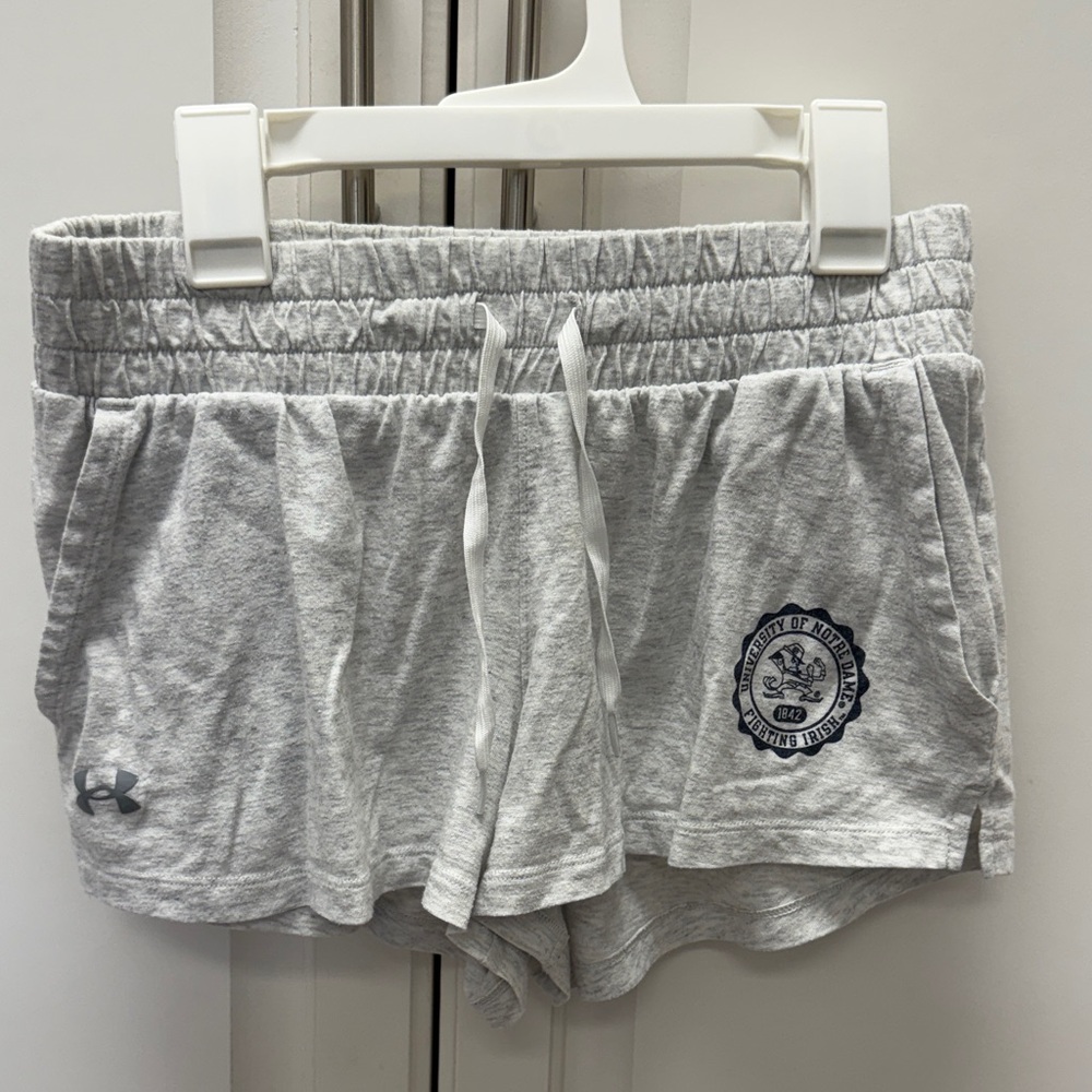 Notre Dame Under Armour Women's Light Gray Athletic Shorts